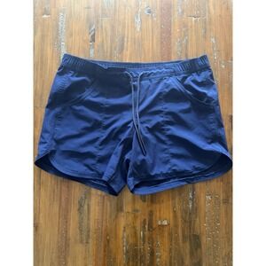 Lands End Womens 4 Navy Athletic Running Shorts Lined Stretch Drawstring Active
